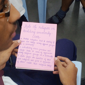 Participants shares their own understanding of Role of religion: Both Pro’s and Con’s